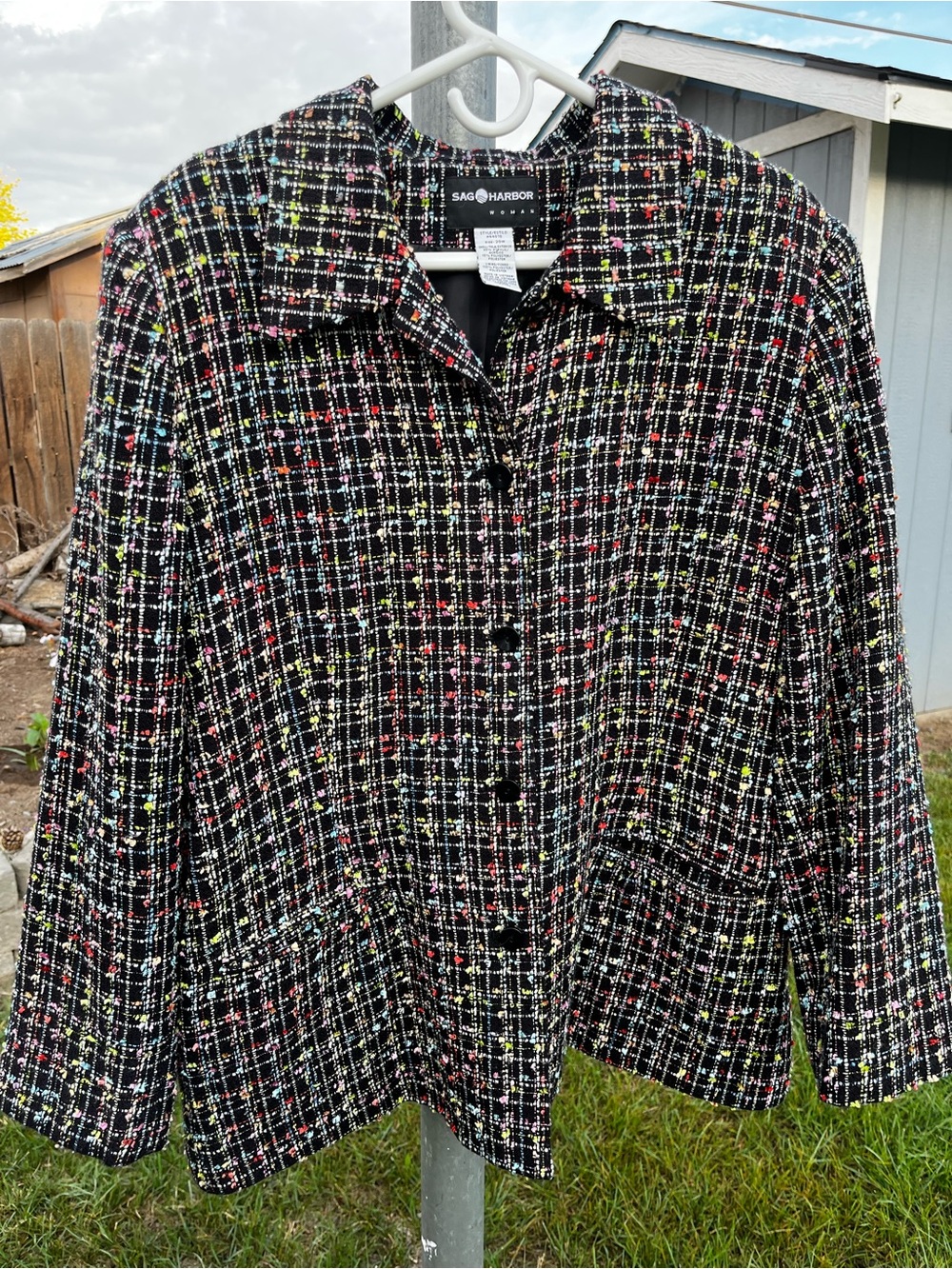 Sag Harbor Woman 20W Black Multicolor Tweed Jacket Blazer